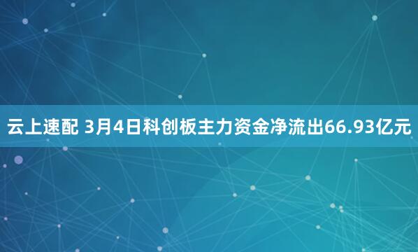 云上速配 3月4日科创板主力资金净流出66.93亿元